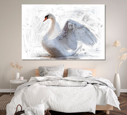 White Swan Canvas Print ArtLexy 1 Panel 24"x16" inches 