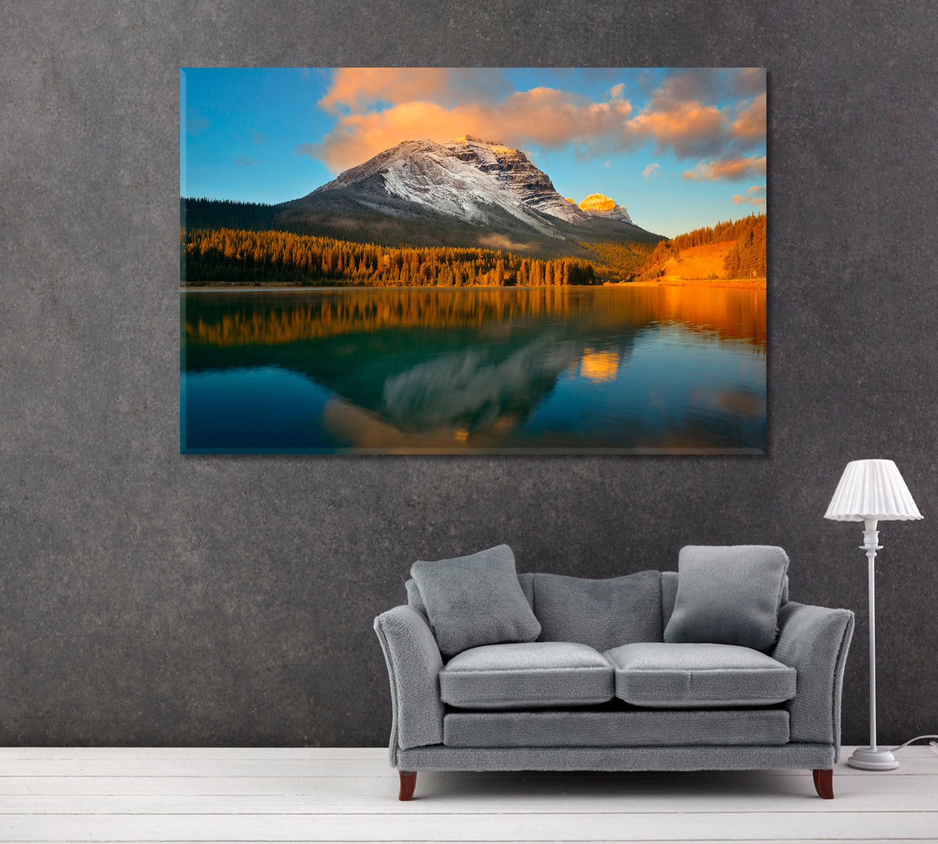 Mountain Lake in Banff National Park Canvas Print ArtLexy 1 Panel 24"x16" inches 