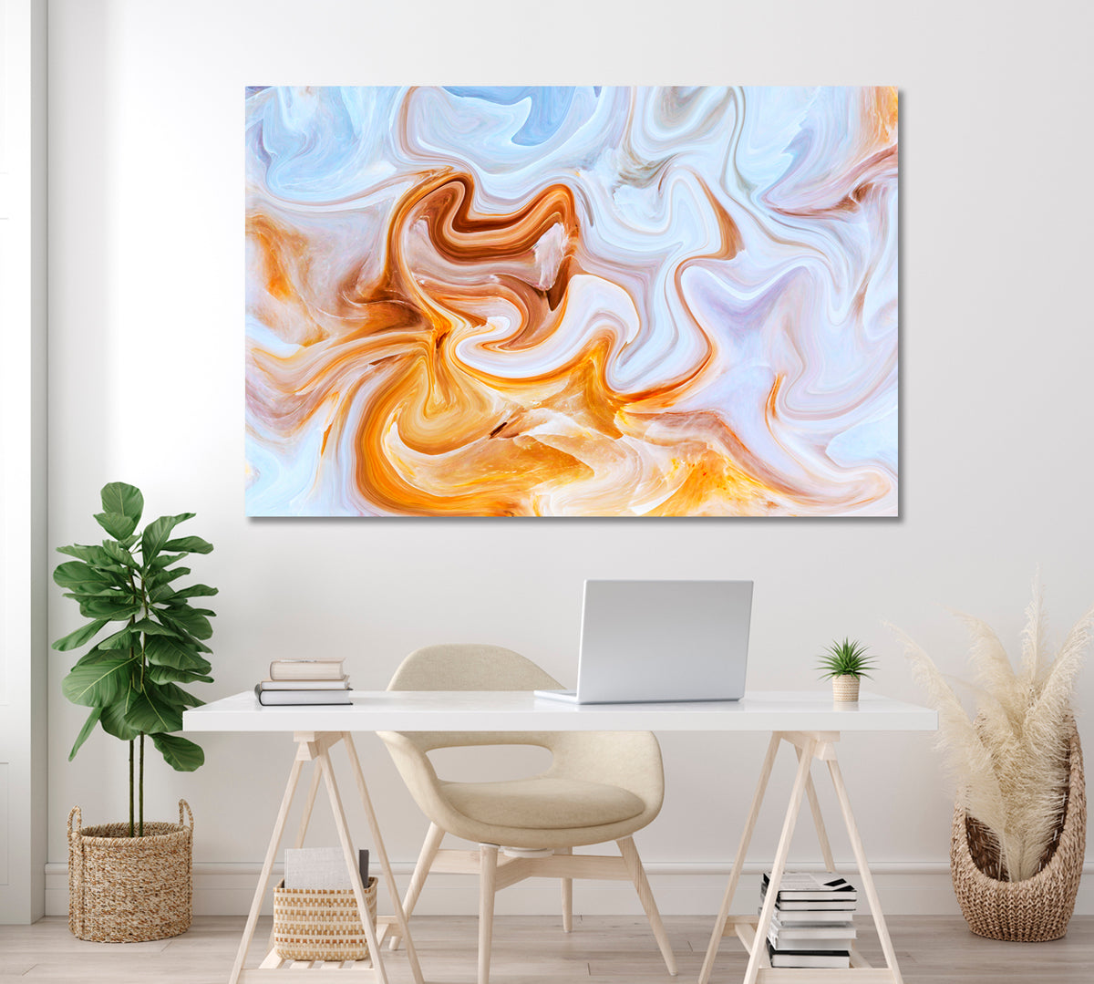 Abstract Marble Waves Canvas Print ArtLexy 1 Panel 24"x16" inches 