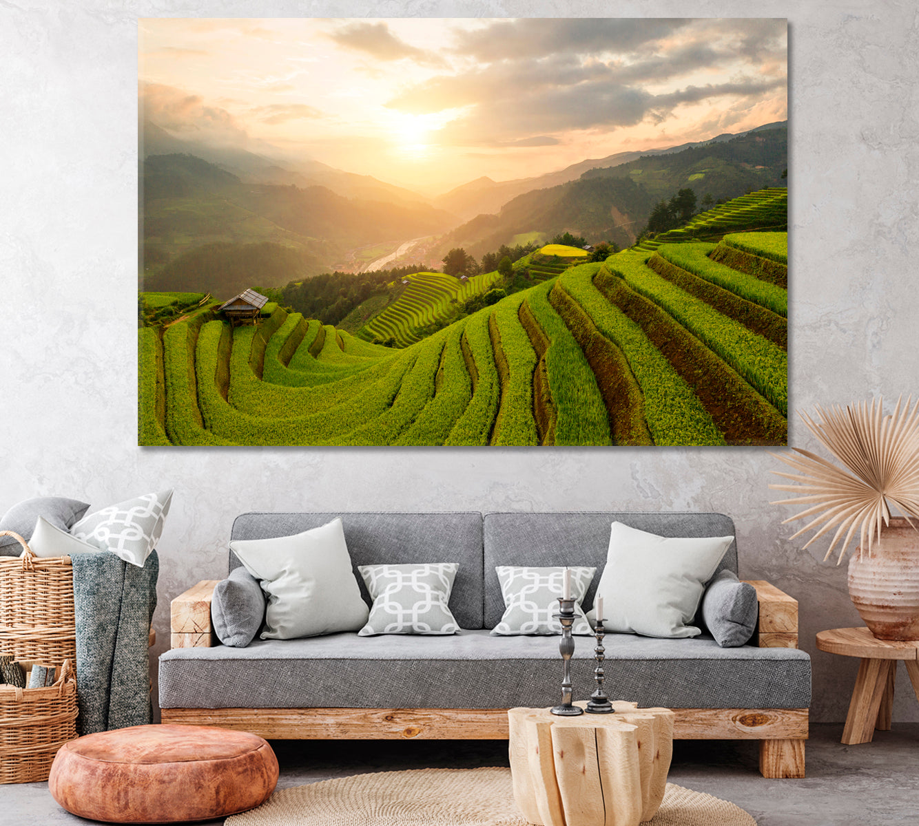 Rice Terraces of Mu Cang Chai Asia Vietnam Canvas Print ArtLexy 1 Panel 24"x16" inches 