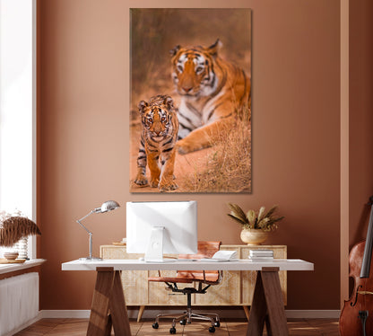 Bengal Tiger with Cub Canvas Print ArtLexy   