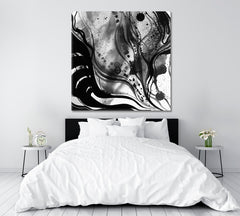 Black and White Abstract Watercolor Lines Canvas Print ArtLexy 1 Panel 12"x12" inches 
