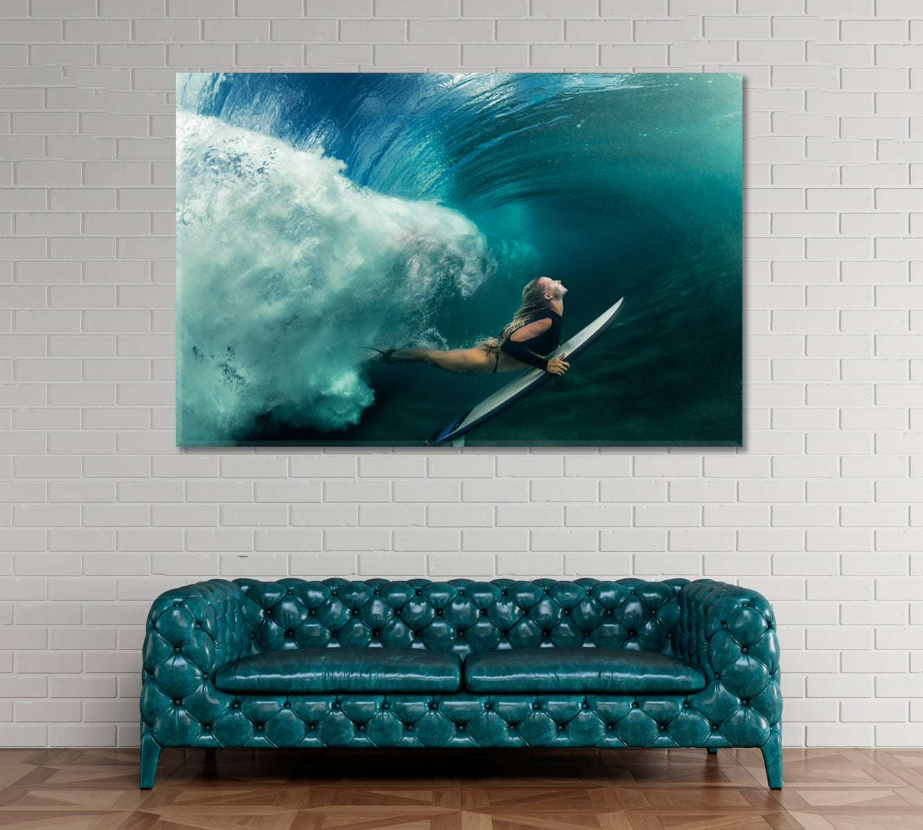Surfer Girl Underwater Canvas Print ArtLexy   