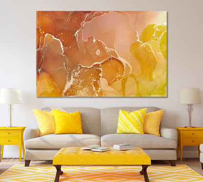 Abstract Yellow Marble Canvas Print ArtLexy 1 Panel 24"x16" inches 