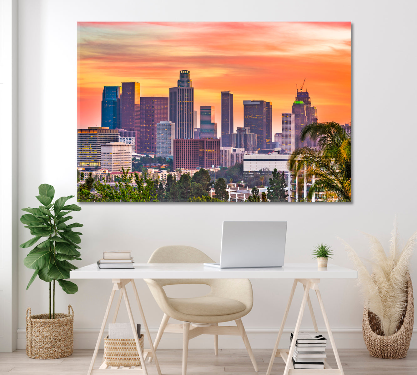 Los Angeles Downtown Skyline California Canvas Print ArtLexy 1 Panel 24"x16" inches 