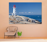 Peggy's Cove Lighthouse Canada Canvas Print ArtLexy 1 Panel 24"x16" inches 