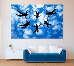Skydivers in Sky Canvas Print ArtLexy 1 Panel 24"x16" inches 