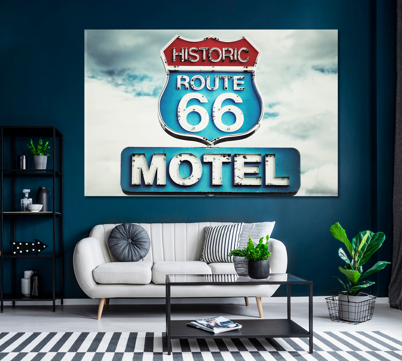 Old Motel Sign on Route 66 USA Canvas Print ArtLexy 1 Panel 24"x16" inches 