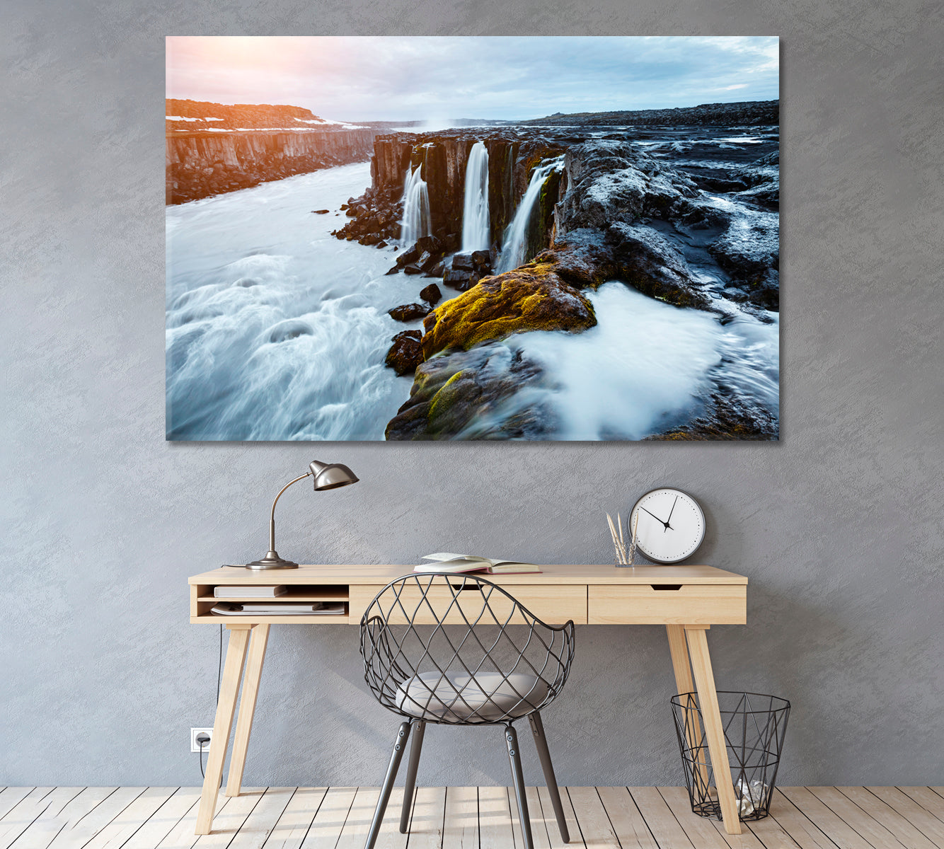 Selfoss Waterfall Iceland Canvas Print ArtLexy 1 Panel 24"x16" inches 