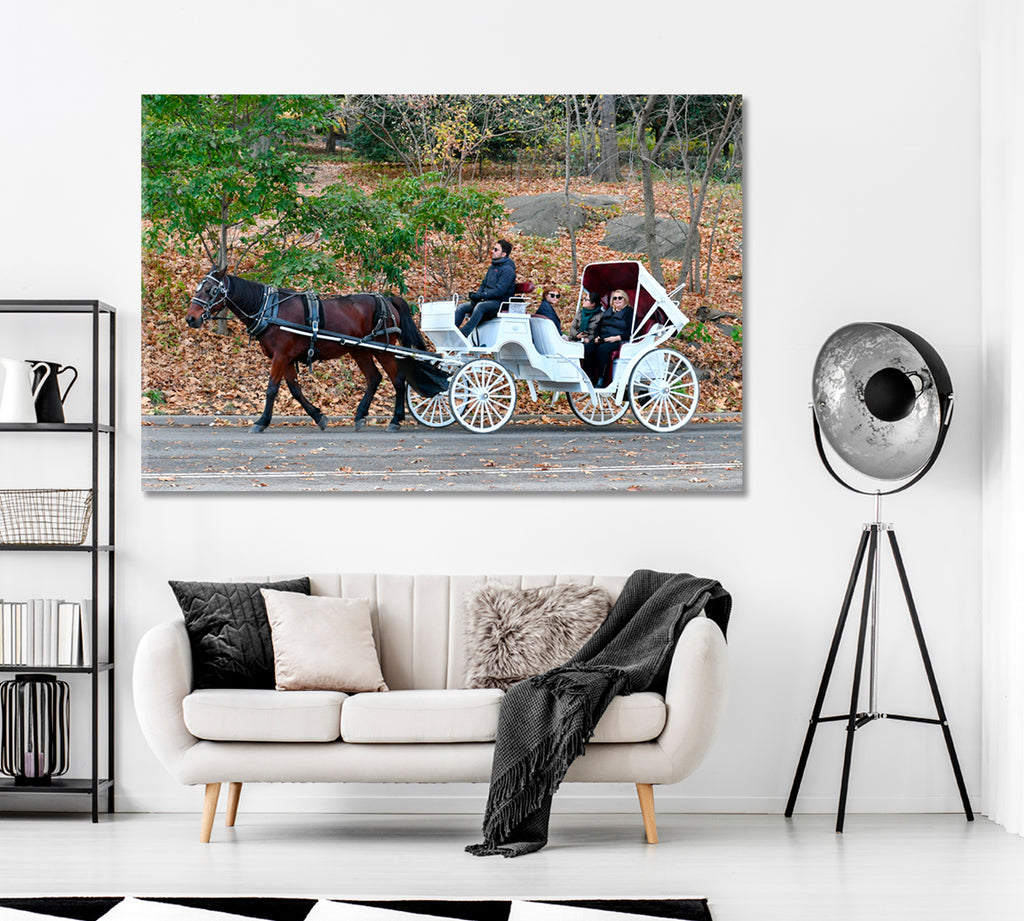 Horse Drawn Carriage Drive in Manhattan's Central Park Canvas Print ArtLexy 1 Panel 24"x16" inches 