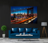 Brooklyn Bridge Manhattan New York Canvas Print ArtLexy 1 Panel 24"x16" inches 