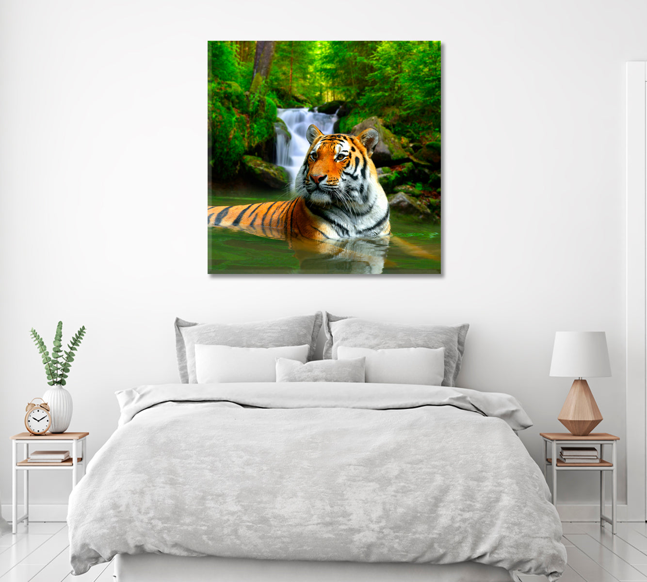 Siberian Tiger in River Canvas Print ArtLexy   