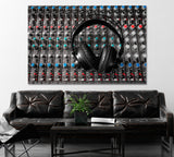 Headphones on Audio Mixer Canvas Print ArtLexy 1 Panel 24"x16" inches 