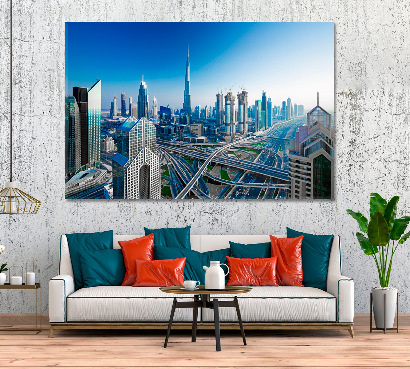 Dubai Skyline United Arab Emirates Canvas Print ArtLexy 1 Panel 24"x16" inches 