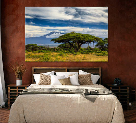 Mount Kilimanjaro Landscape Kenya Africa Canvas Print ArtLexy 1 Panel 24"x16" inches 