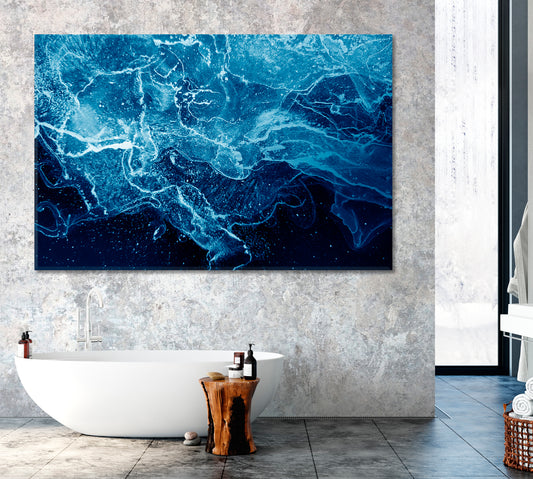 Abstract Sea Waves Canvas Print ArtLexy 1 Panel 24"x16" inches 