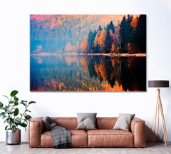 Autumn Landscape With Colorful Forest. St Anna Lake Romania Canvas Print ArtLexy 1 Panel 24"x16" inches 