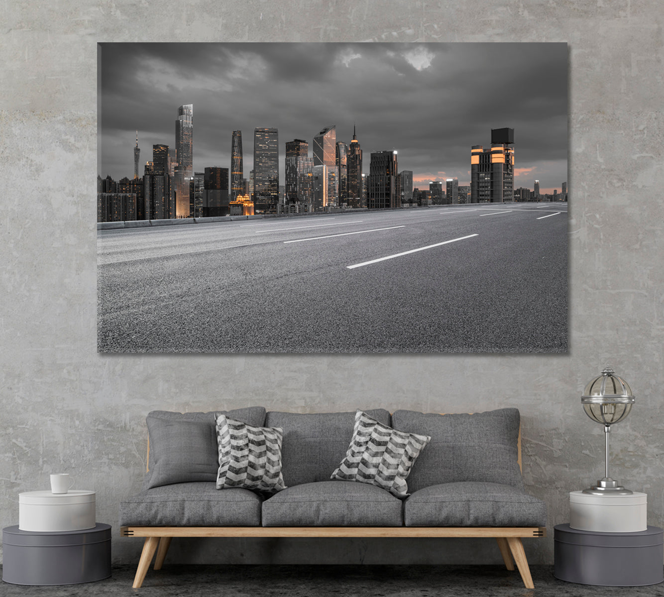 Guangzhou City Road Canvas Print ArtLexy 1 Panel 24"x16" inches 