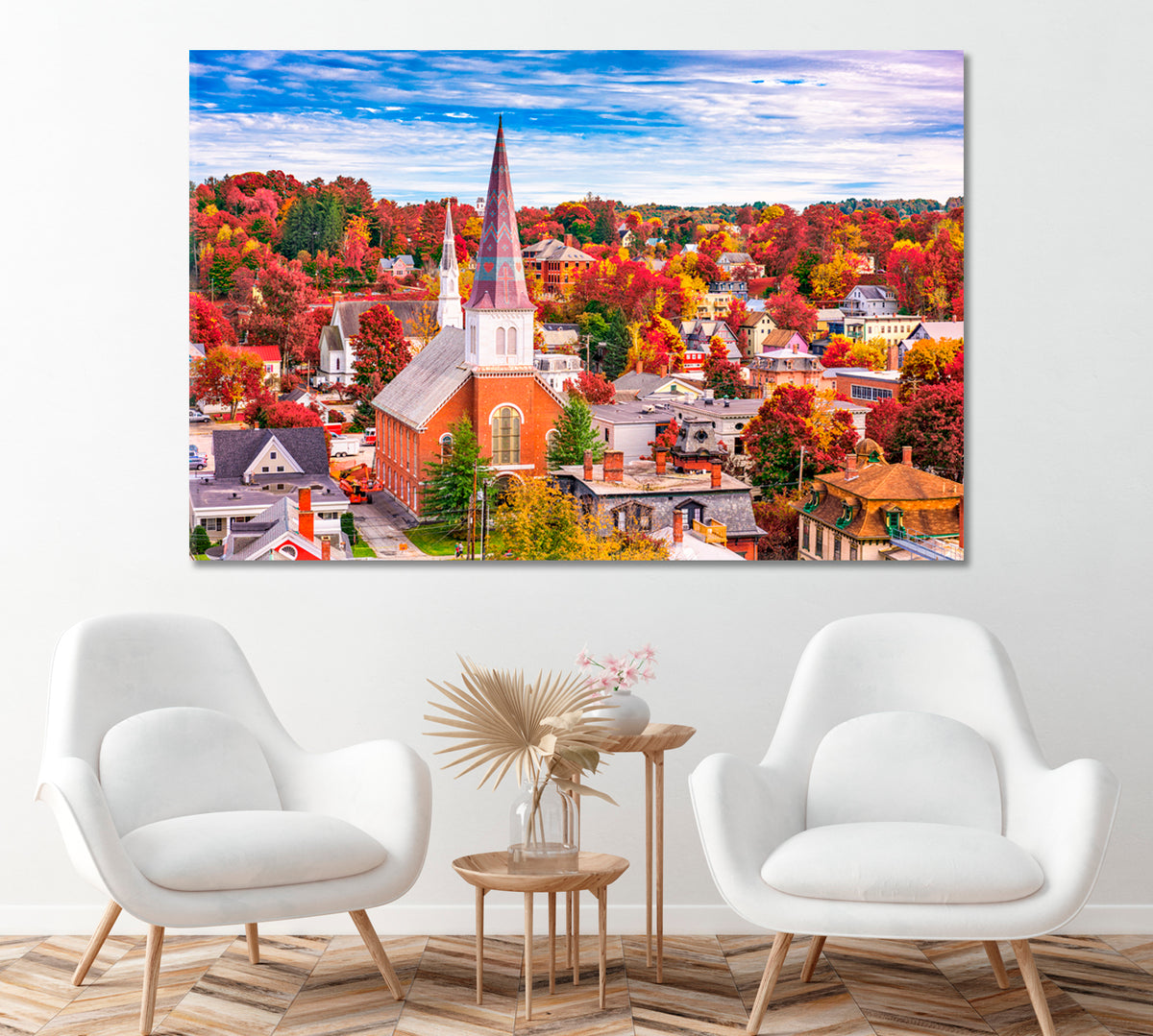 Montpelier Vermont USA Town Skyline Canvas Print ArtLexy 1 Panel 24"x16" inches 