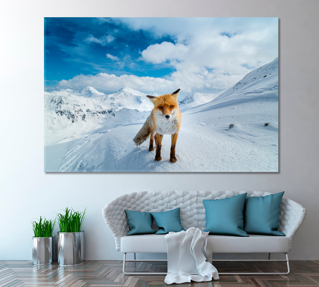 Red Fox in Alps Canvas Print ArtLexy 1 Panel 24"x16" inches 