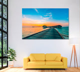 Beautiful Sunset over Indian Ocean Maldives Canvas Print ArtLexy 1 Panel 24"x16" inches 