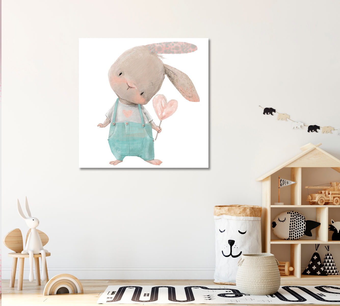 Bunny with Heart Canvas Print ArtLexy   