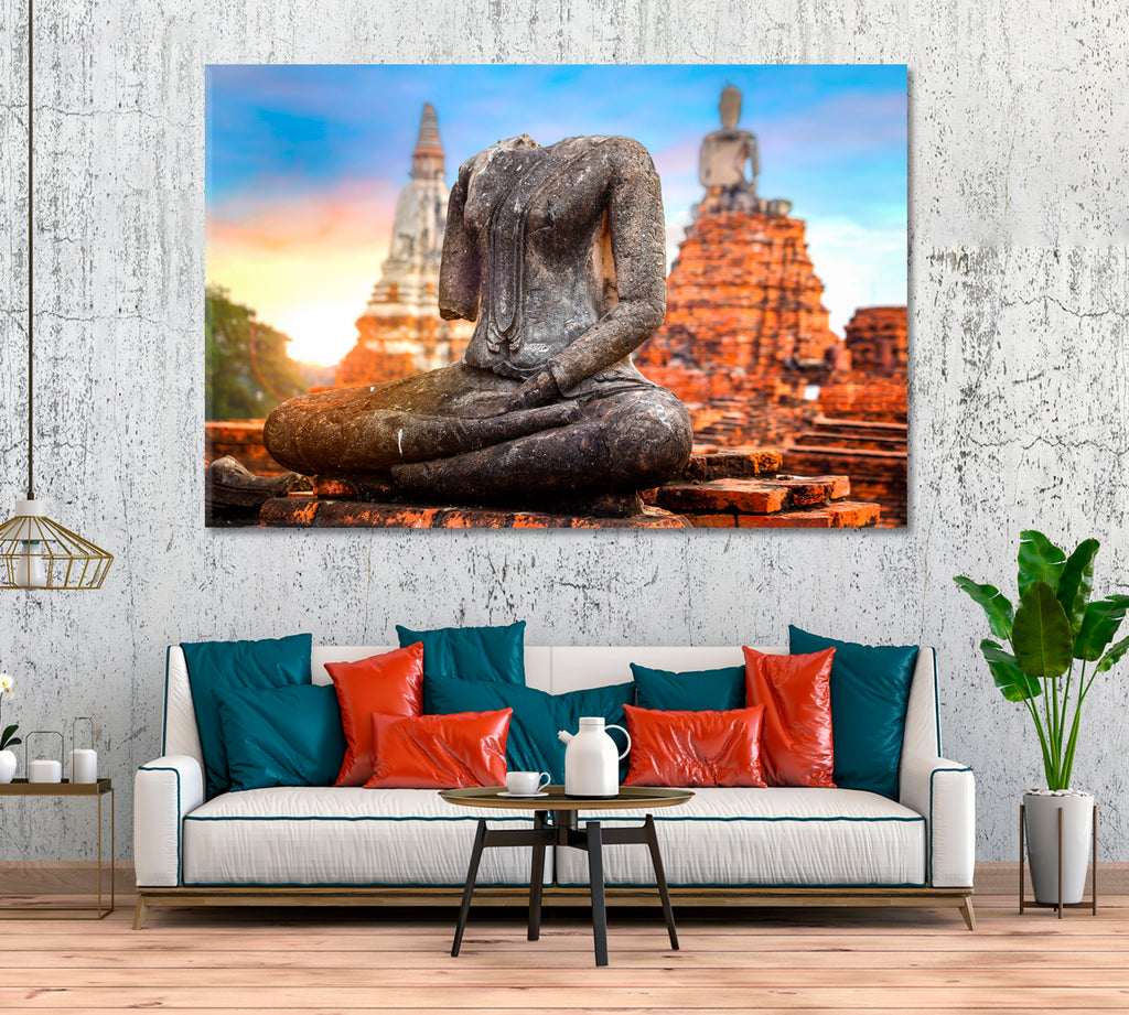 Wat Chaiwatthanaram Temple Ayutthaya Thailand Canvas Print ArtLexy 1 Panel 24"x16" inches 