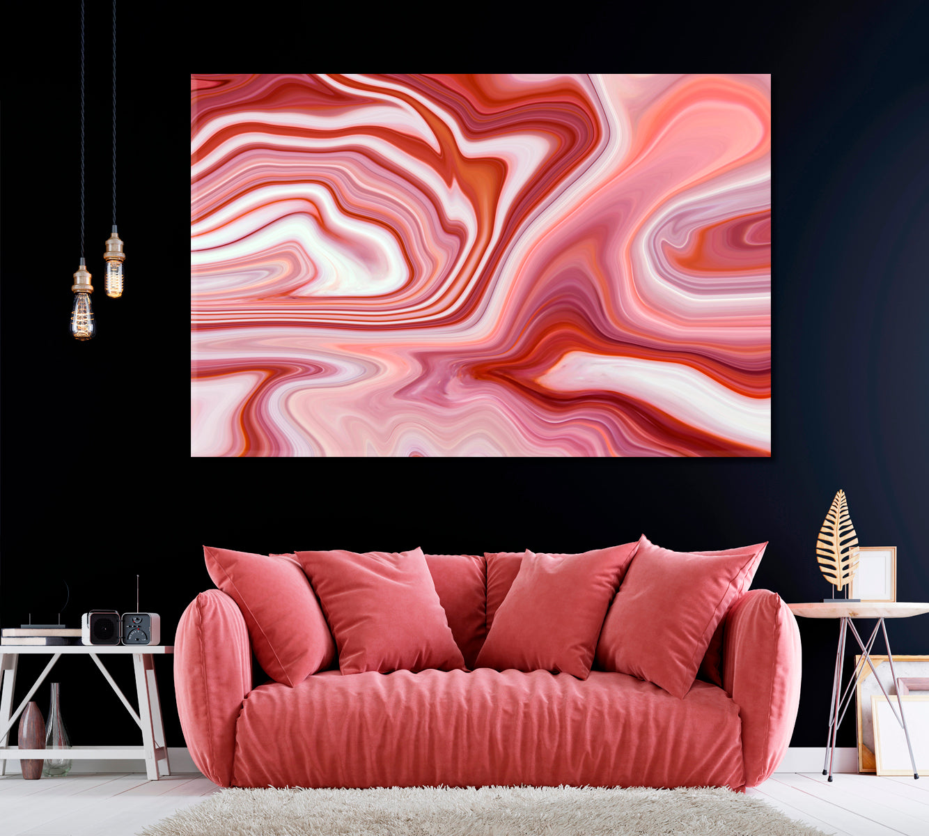 Abstract Wavy Marble Canvas Print ArtLexy 1 Panel 24"x16" inches 