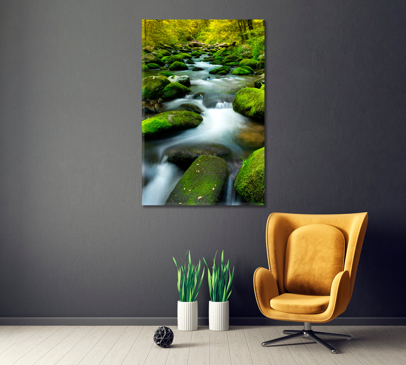 Stream with Rocks and Moss Canvas Print ArtLexy   