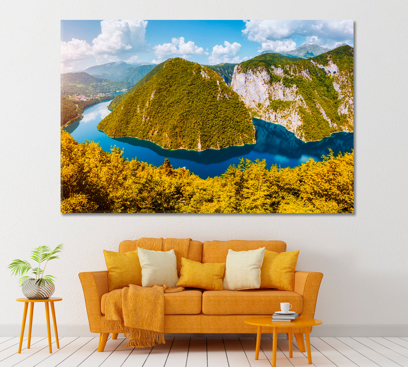 Great Canyon of River Piva Montenegro Canvas Print ArtLexy 1 Panel 24"x16" inches 