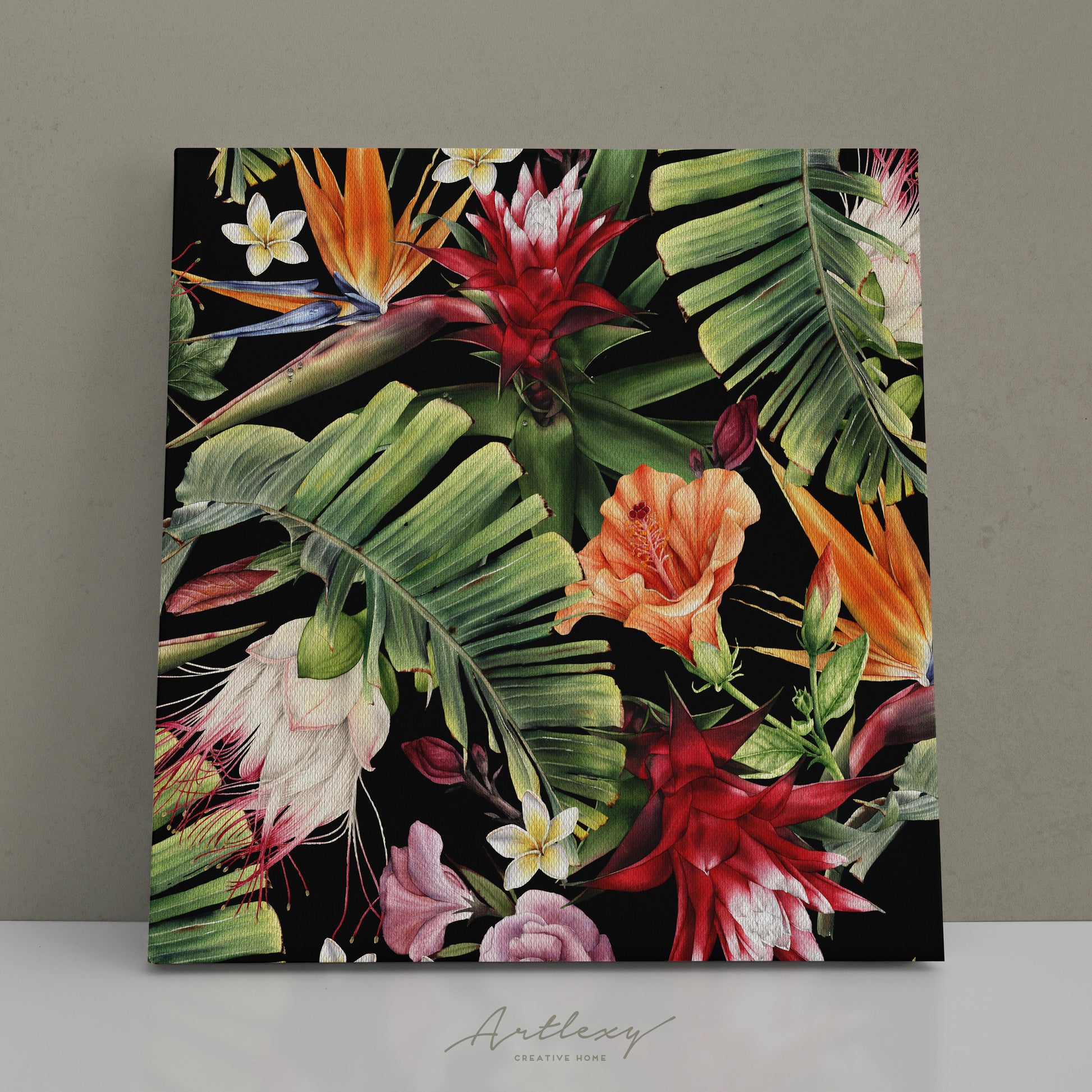 Blooming Tropical Flowers Canvas Print ArtLexy   