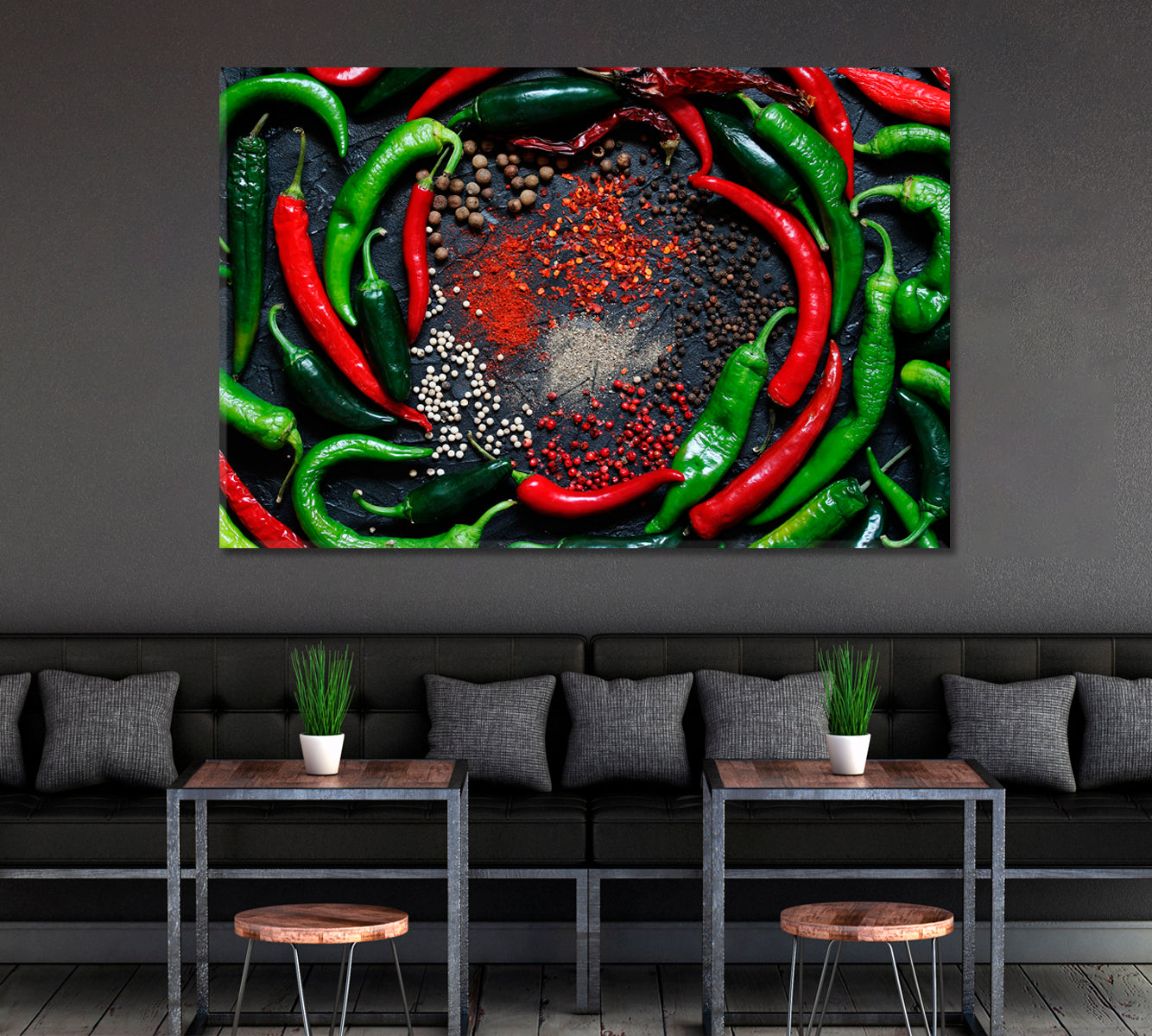 Chili Peppers Canvas Print ArtLexy 1 Panel 24"x16" inches 