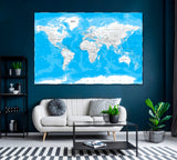 World Map Canvas Print ArtLexy 1 Panel 24"x16" inches 