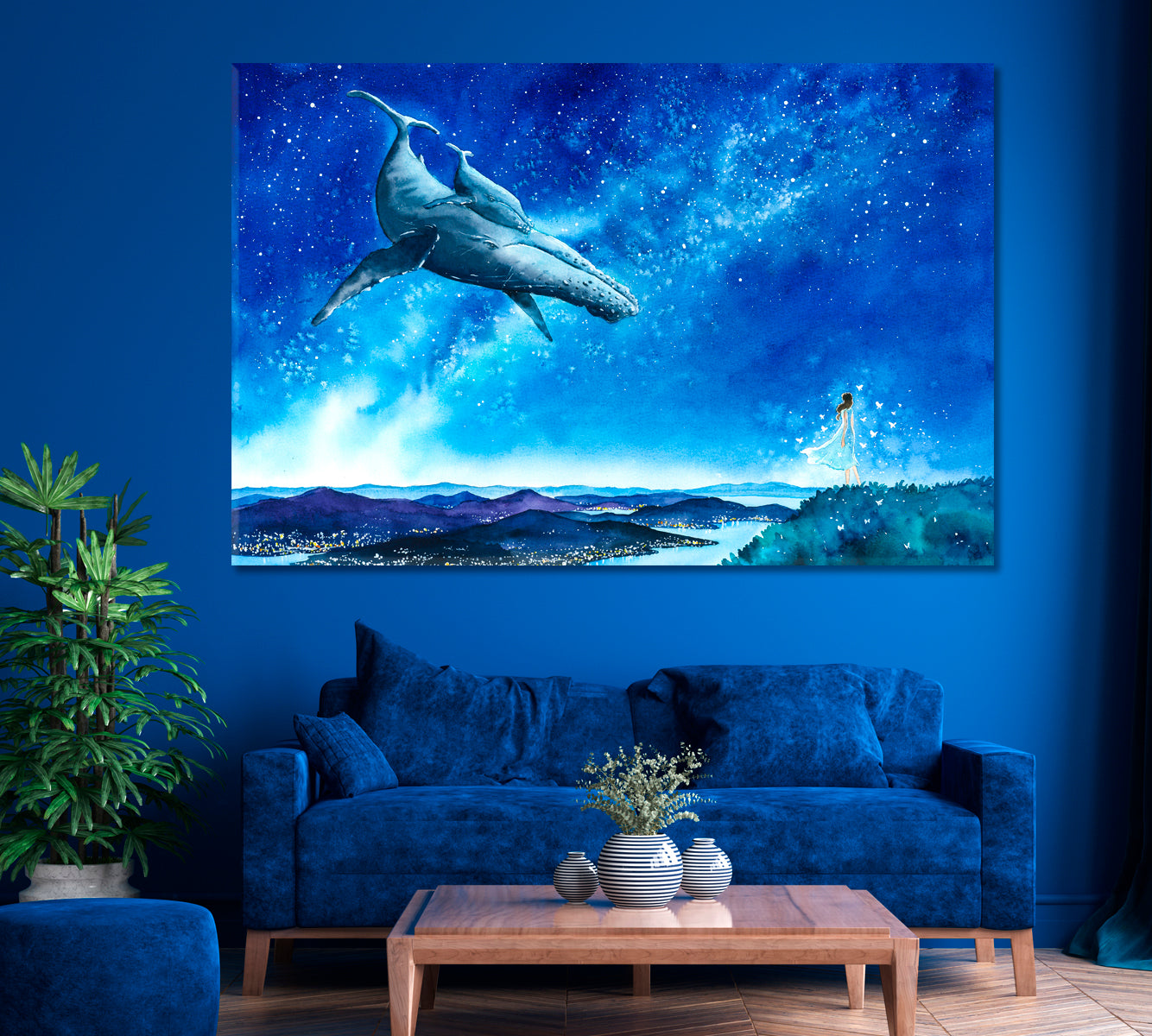Conversation with Whale Canvas Print ArtLexy 1 Panel 24"x16" inches 