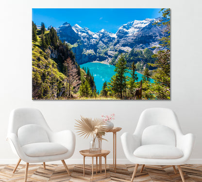 Oeschinen Lake Switzerland Canvas Print ArtLexy 1 Panel 24"x16" inches 