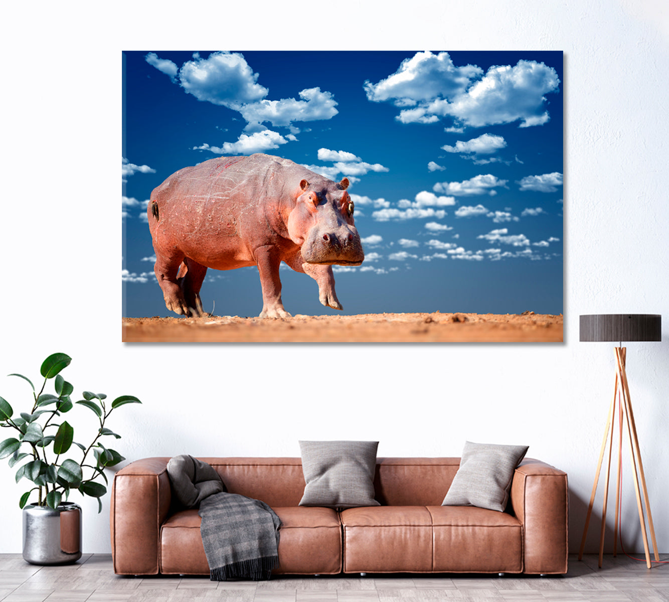 Hippo in Mana Pools National Park Zimbabwe Canvas Print ArtLexy 1 Panel 24"x16" inches 