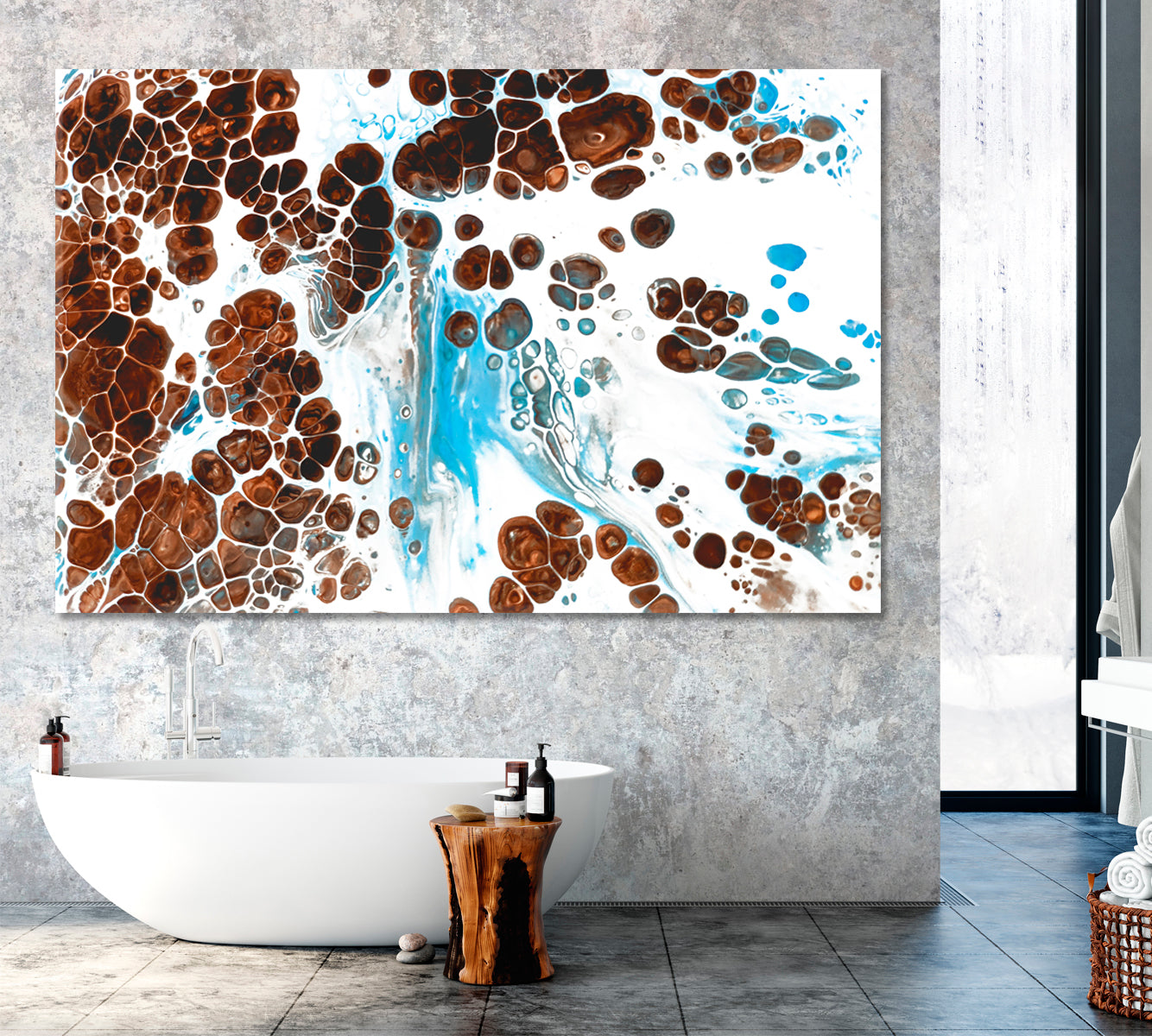 Abstract Bubbles on Liquid Acrylic Paint Canvas Print ArtLexy 1 Panel 24"x16" inches 