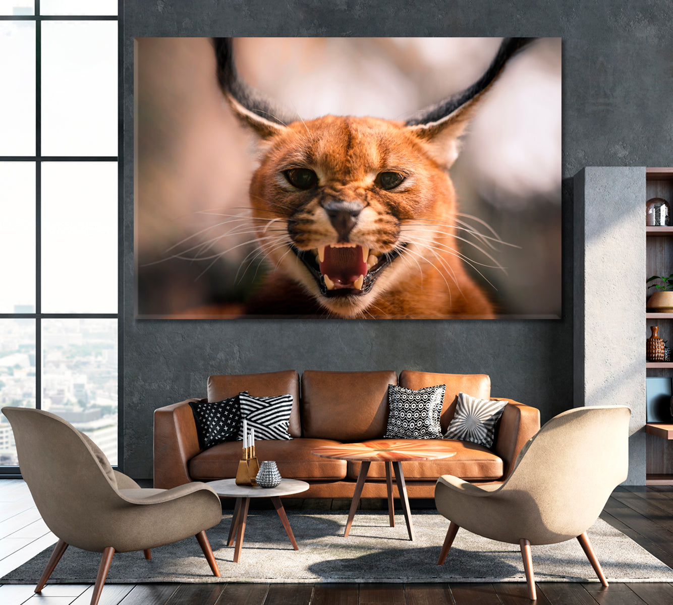 Wild Caracal in Desert Canvas Print ArtLexy 1 Panel 24"x16" inches 