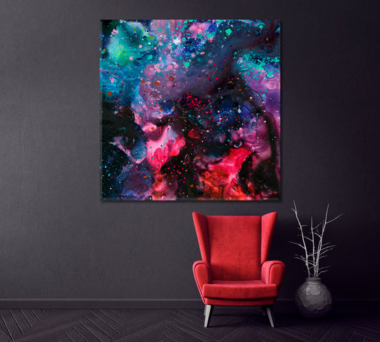 Abstract Cosmic Watercolour Pattern Canvas Print ArtLexy 1 Panel 12"x12" inches 