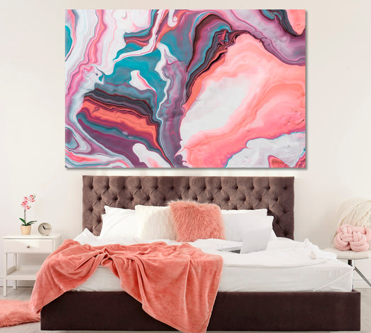 Pastel Colors Abstract Fluid Waves Canvas Print ArtLexy 1 Panel 24"x16" inches 