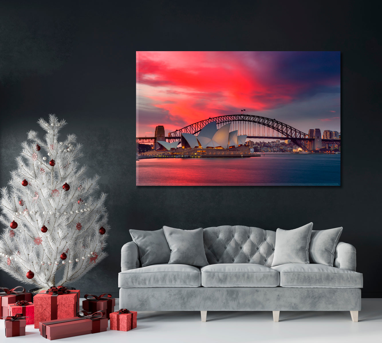 Sydney Opera House and Harbour Bridge at Sunset Canvas Print ArtLexy 1 Panel 24"x16" inches 