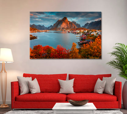 Lofoten in Autumn Norway Landscapes with Mountains Canvas Print ArtLexy   