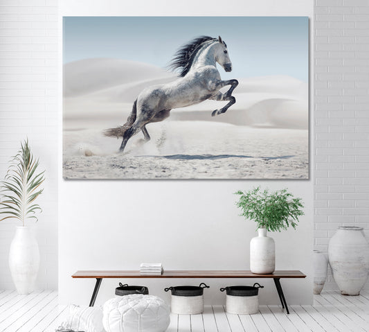 Horse in Desert Canvas Print ArtLexy 1 Panel 24"x16" inches 
