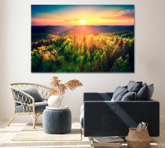 Scenic Sunset over Forest Canvas Print ArtLexy   