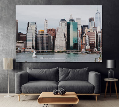 Manhattan Skyline from Brooklyn Bridge Park Canvas Print ArtLexy 1 Panel 24"x16" inches 