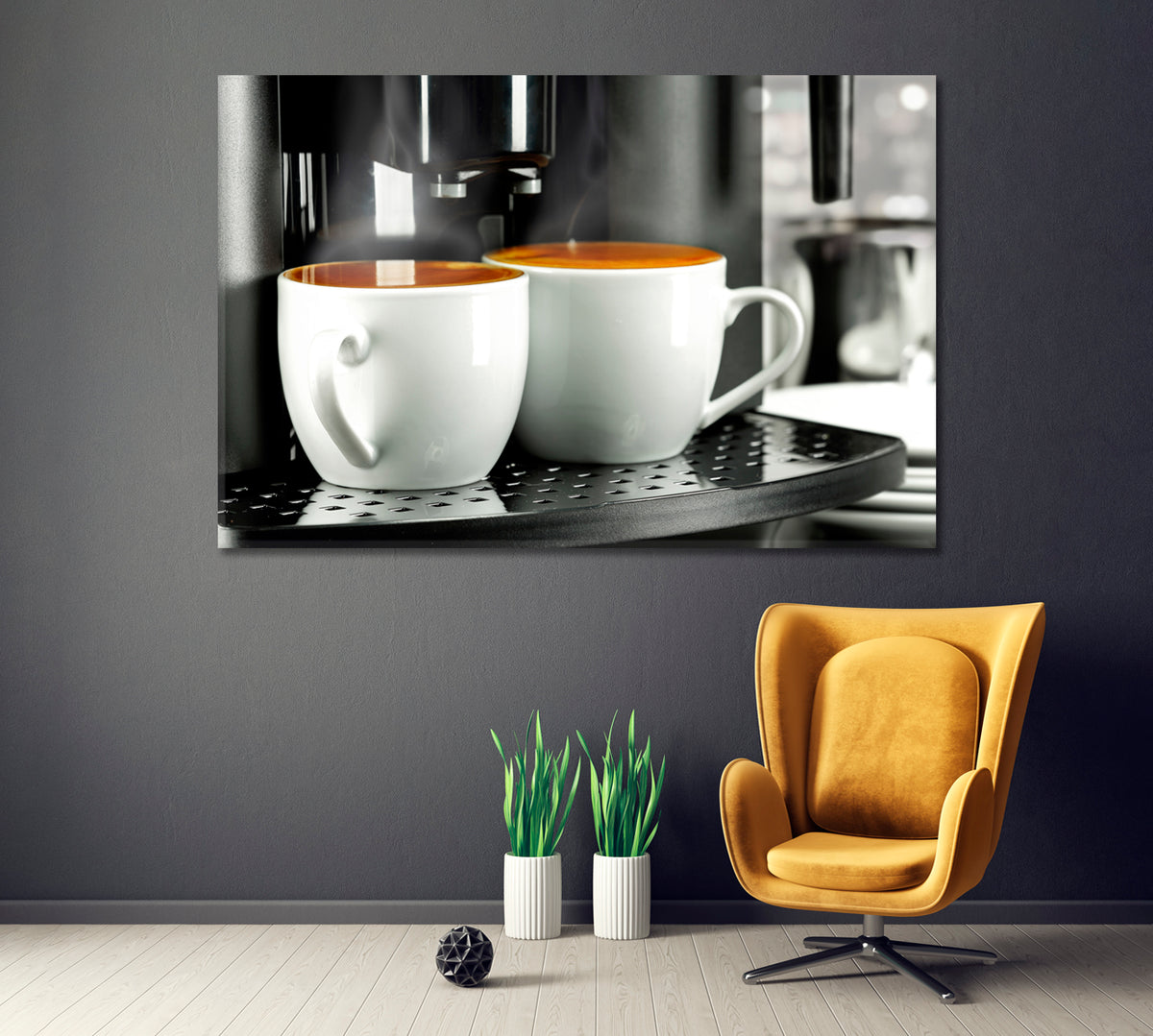Two Cups of Coffee Canvas Print ArtLexy 1 Panel 24"x16" inches 