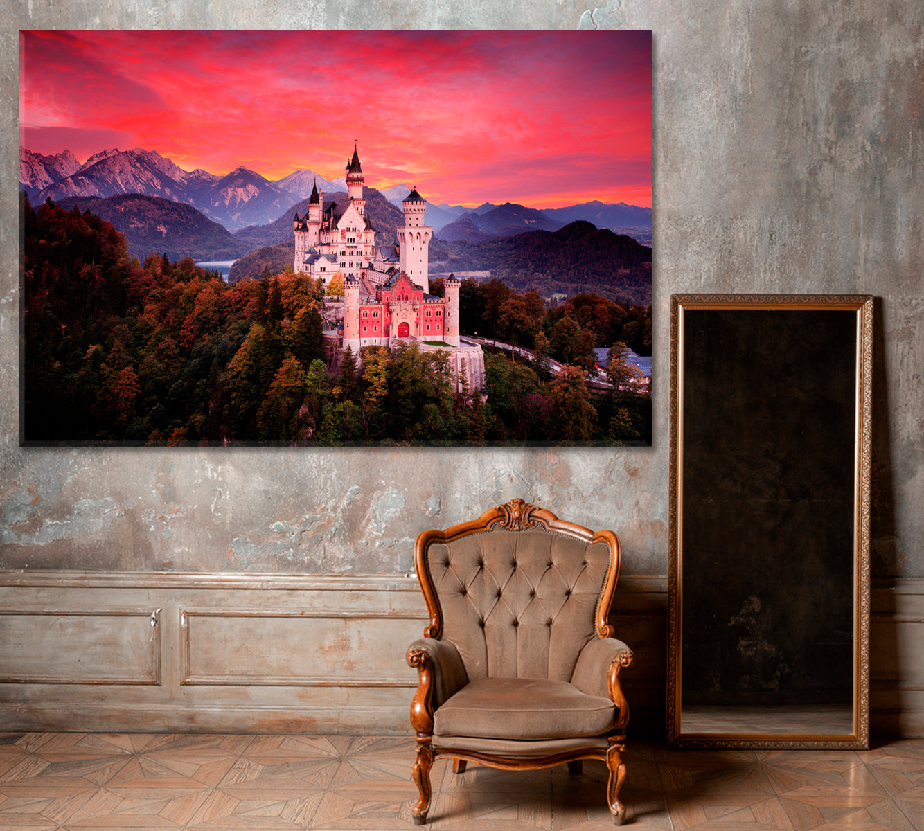Neuschwanstein Castle Bavaria Germany Canvas Print ArtLexy 1 Panel 24"x16" inches 