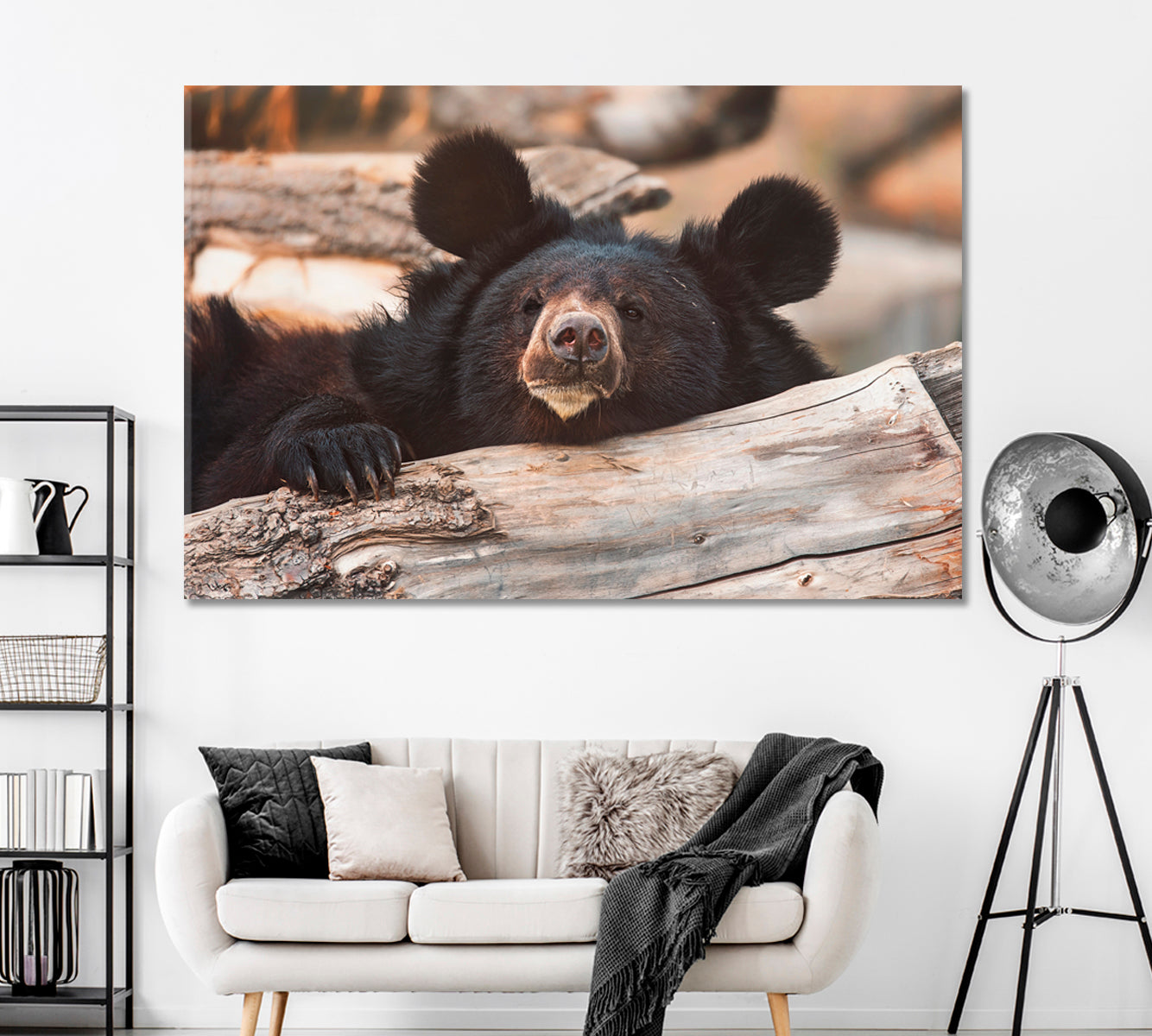 Asian Black Bear Canvas Print ArtLexy 1 Panel 24"x16" inches 
