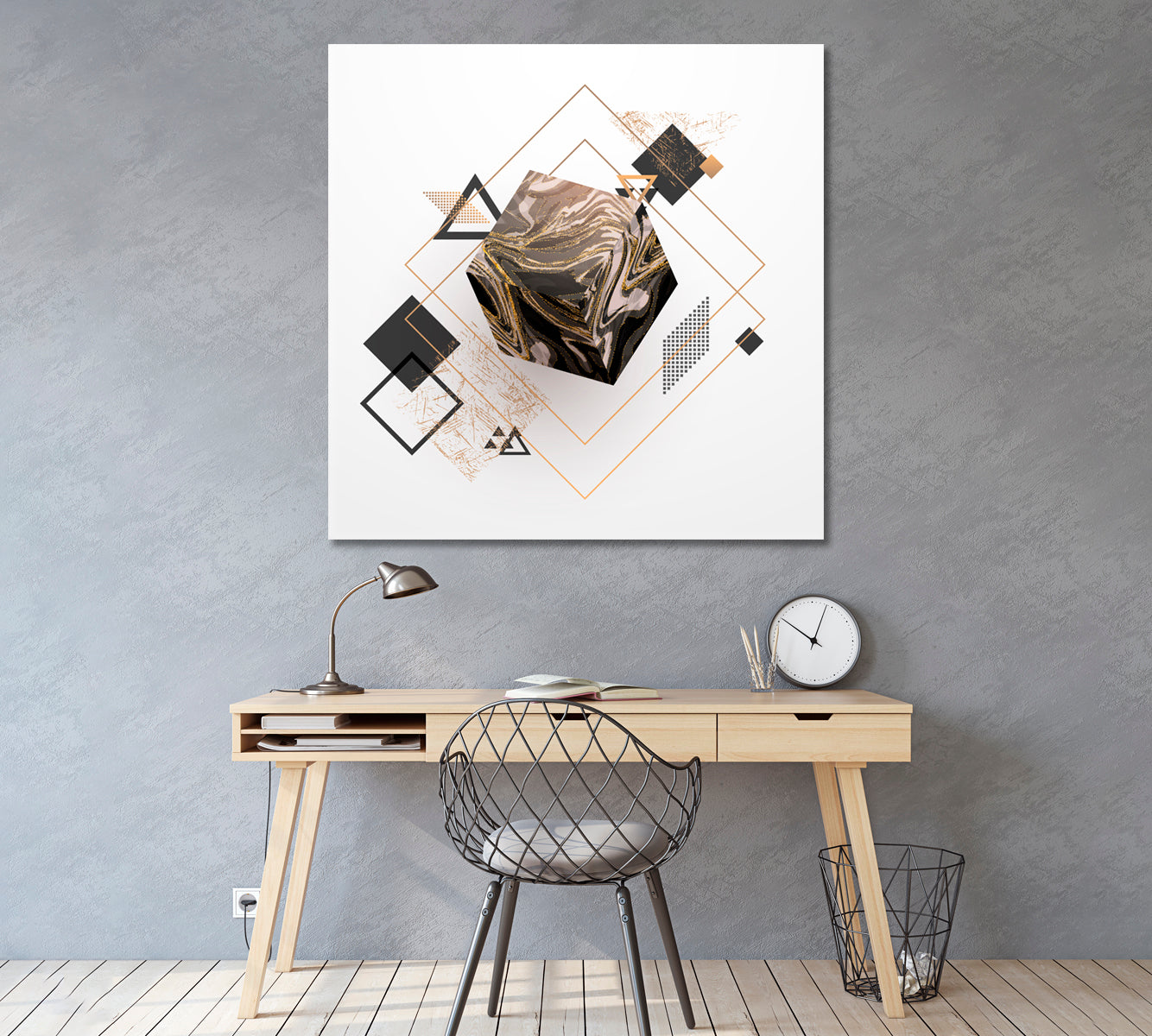 Cube with Marble Pattern Canvas Print ArtLexy 1 Panel 12"x12" inches 