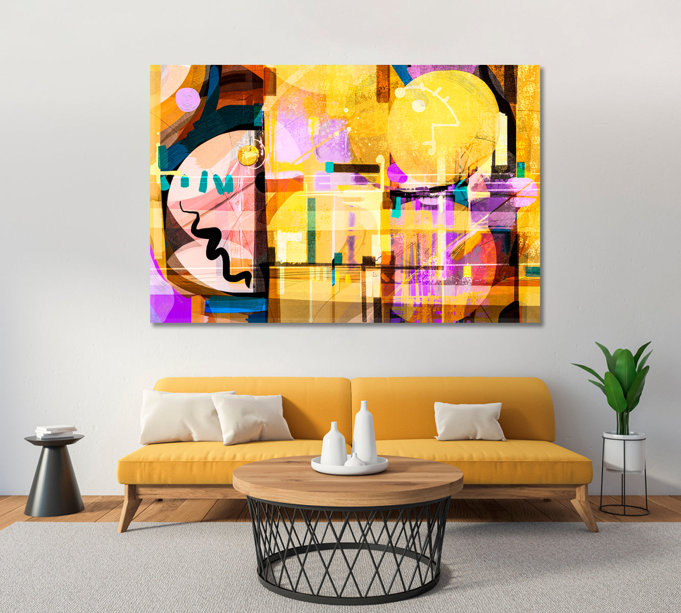 Abstract Multicolor Mix Brush Stroke and Splash Geometric Art Canvas Print ArtLexy   